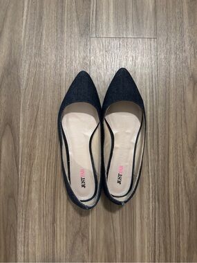 Dark Wash Denim Pointed Toe Ballet Flats